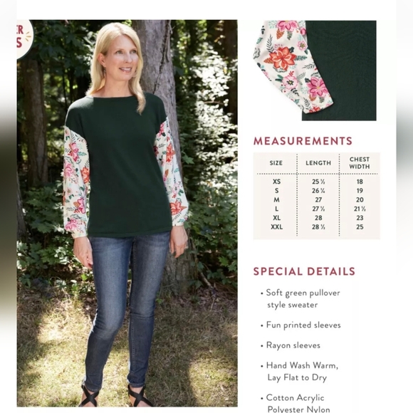 Matilda Jane Women's M Green Floral Fancy & Flouncy Sweater Top Long Sleeve - Picture 3 of 11